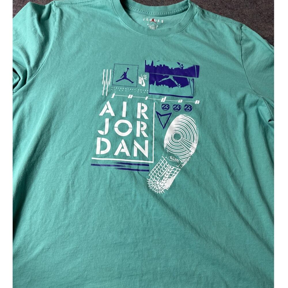 Nike Air Jordan Mens Size XXL Teal Graphic Casual Crew Neck Short Sleeve T Shirt